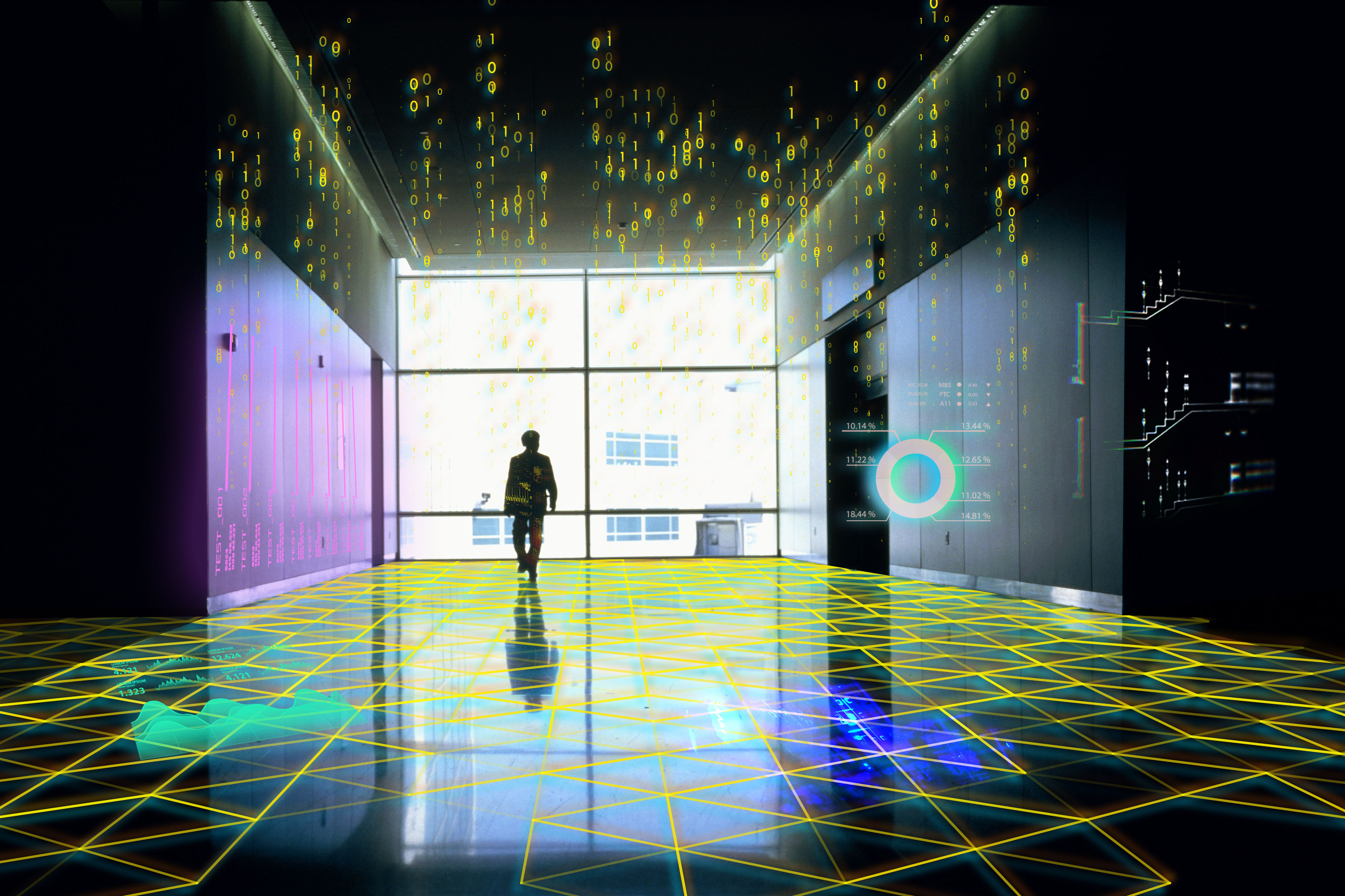 Man Walking Down Corridor Man walking down corridor