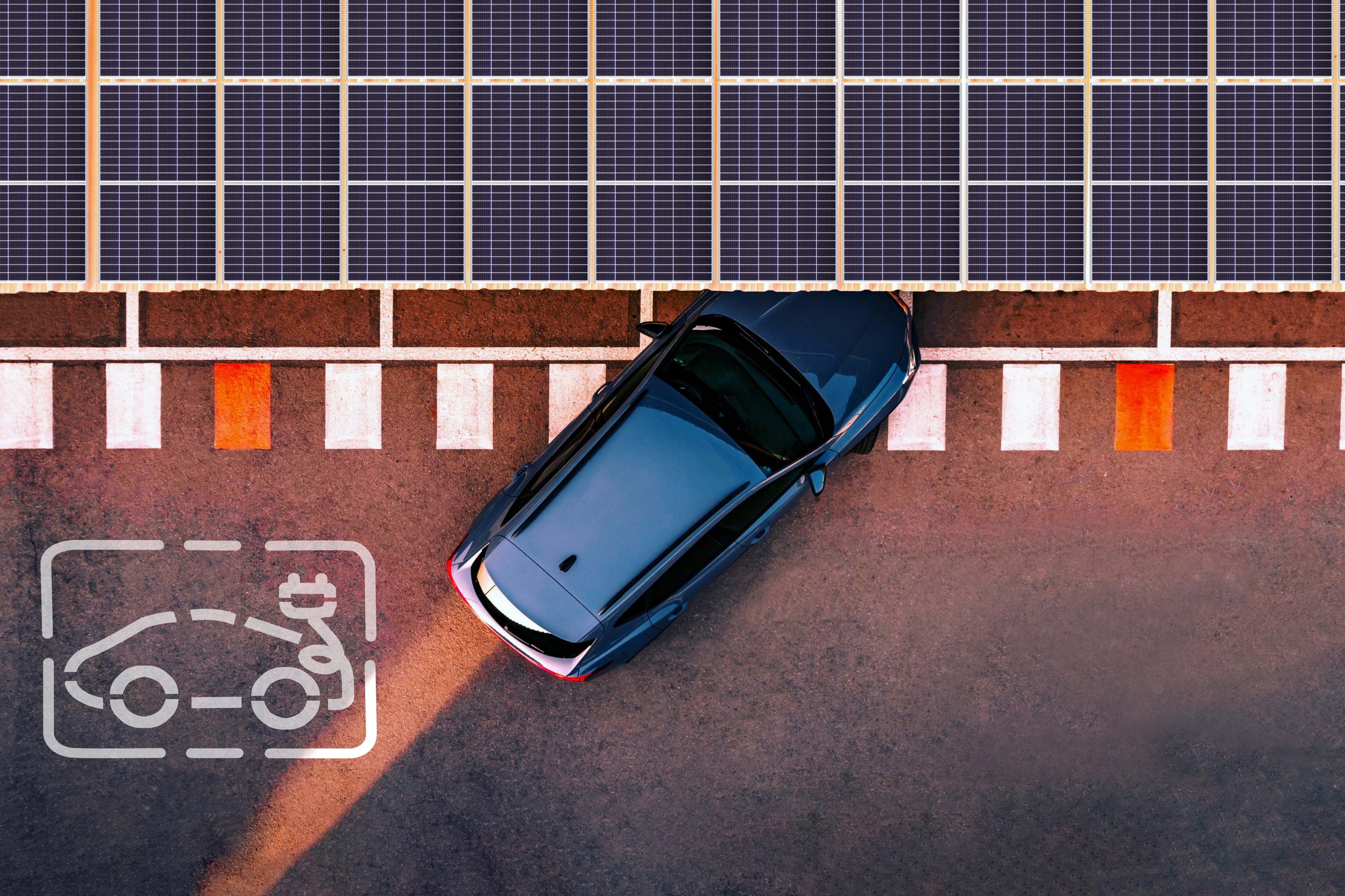 Electric car parked for charging
