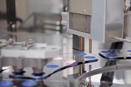 factory shot of Shiseido cosmetics contains being filled