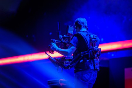 Steadicam man working on stage