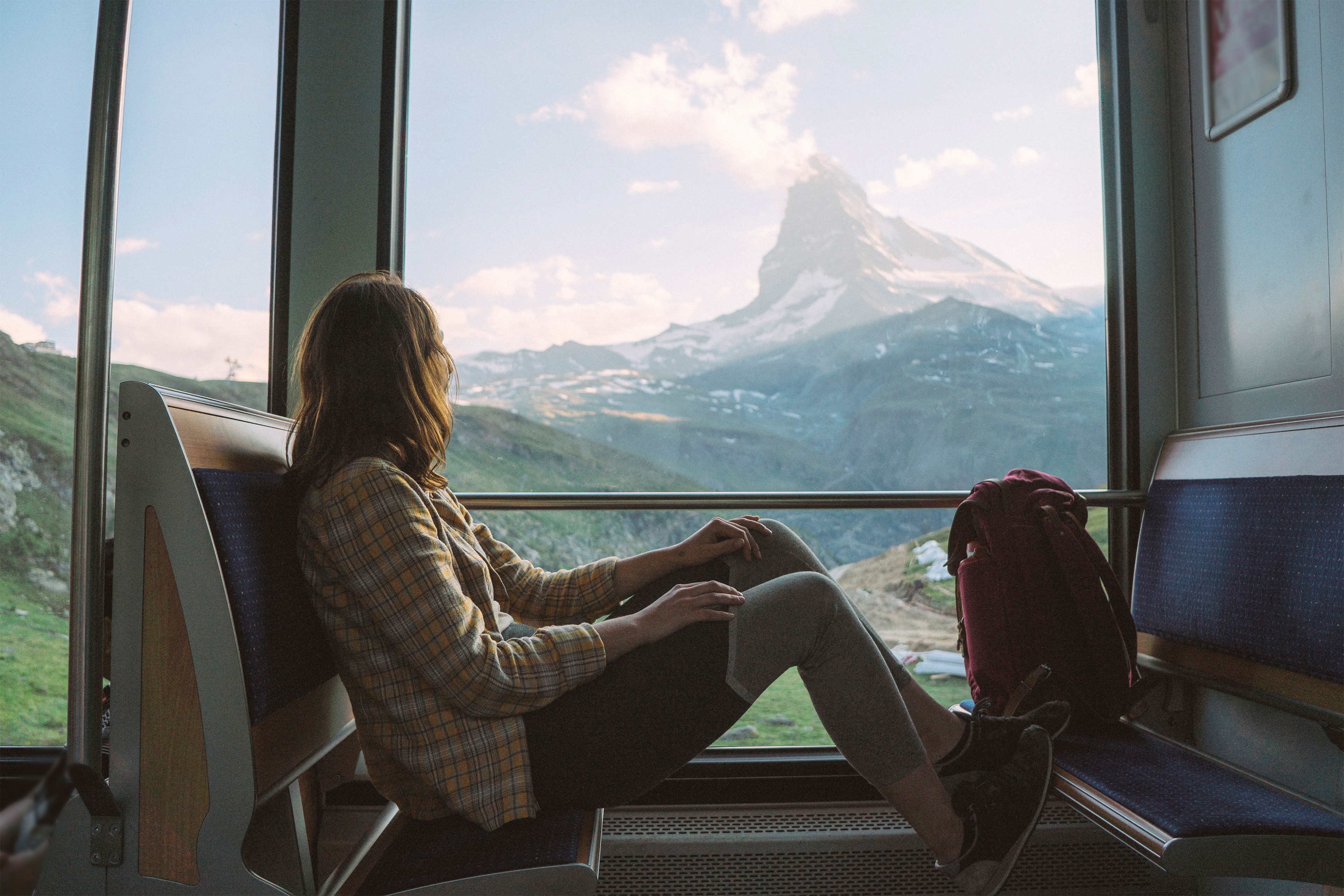 Woman travelling in gornergrat train